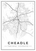 Street map poster of Cheadle town centre, Staffordshire