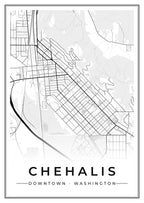 Street map poster of downtown Chehalis, Washington