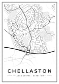 Street map poster of Chellaston village centre, Derbyshire