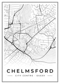 Street map poster of Chelmsford city centre, Essex