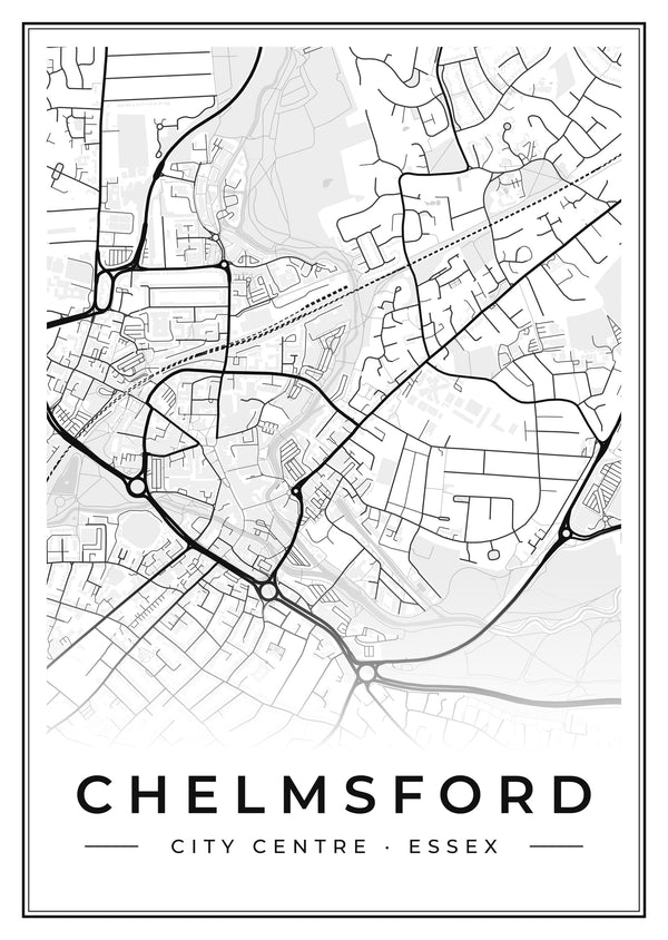 Chelmsford City Centre Street Map Poster