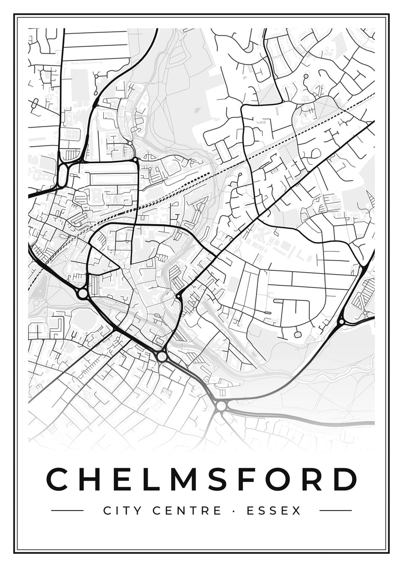 Chelmsford City Centre Street Map Poster
