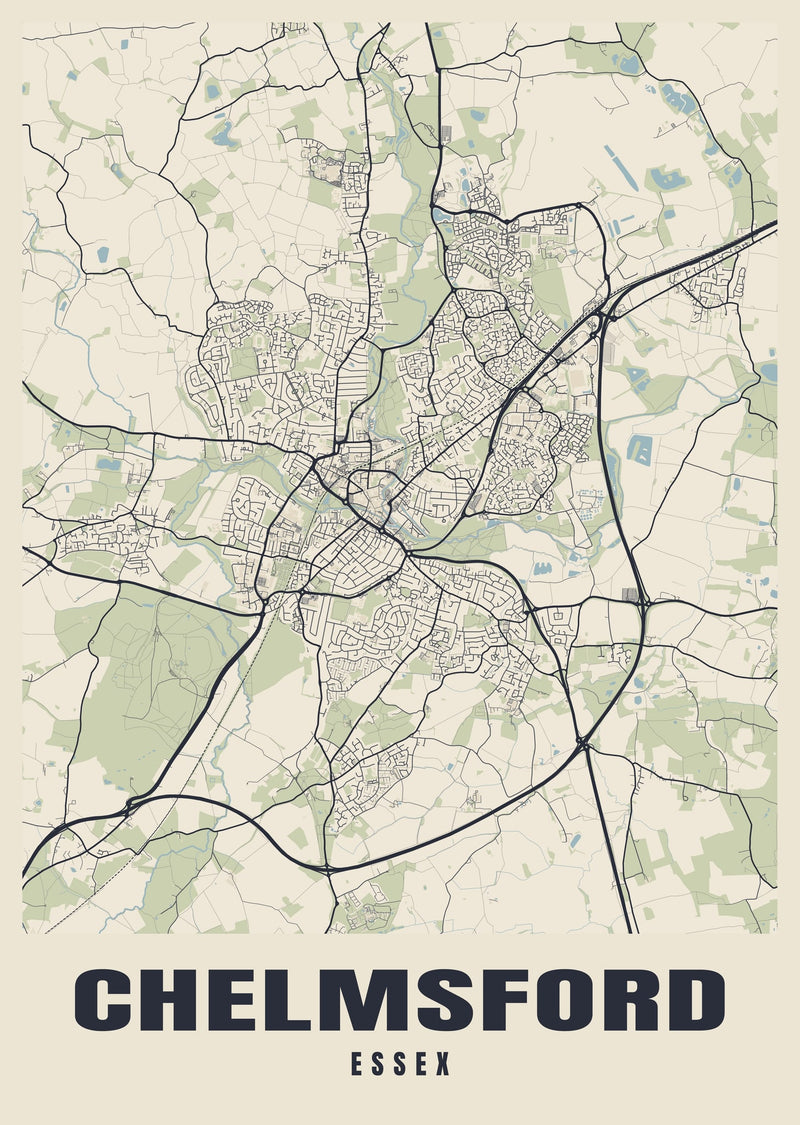 Chelmsford Street Map Poster