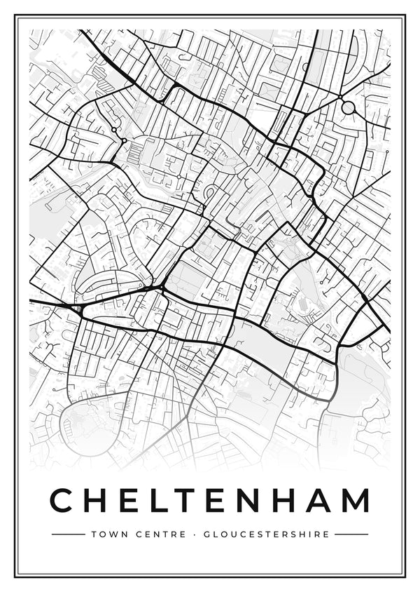 Cheltenham Town Centre Street Map Poster