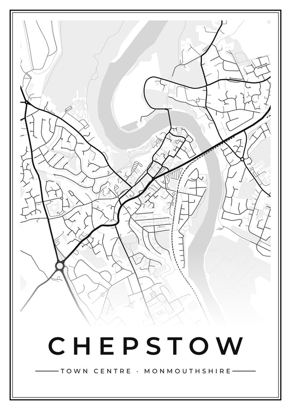 Chepstow Town Centre Street Map Poster