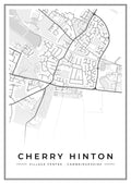 Street map poster of Cherry Hinton village centre, Cambridgeshire