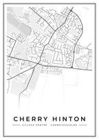 Street map poster of Cherry Hinton village centre, Cambridgeshire