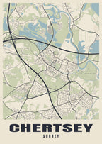 Street map poster of Chertsey, Surrey