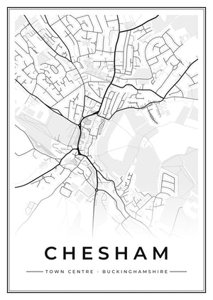 Chesham Town Centre Street Map Poster