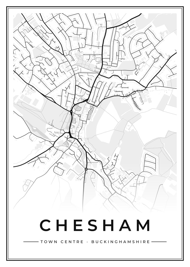 Chesham Town Centre Street Map Poster