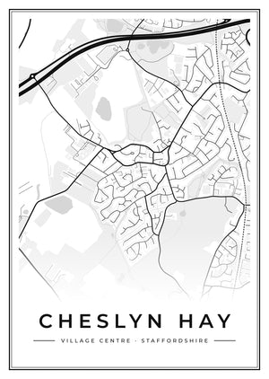 Cheslyn Hay Village Centre Street Map Poster