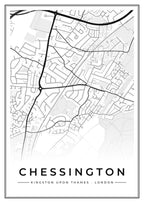 Street map poster of Chessington, Kingston upon Thames, London