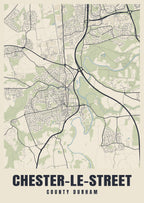 Street map poster of Chester-le-Street, County Durham