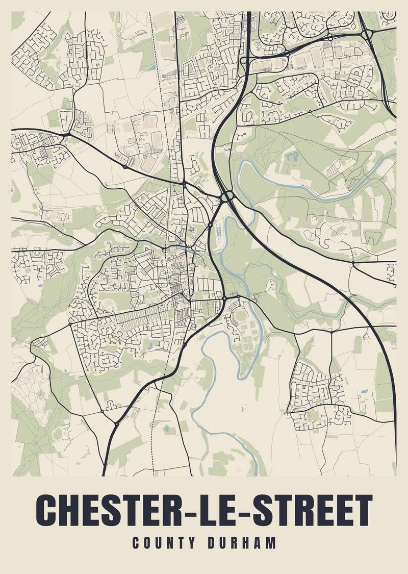 Chester-le-Street Street Map Poster