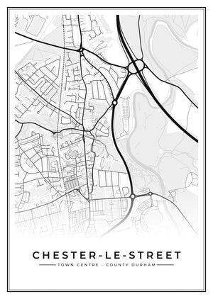 Chester-le-Street Town Centre Street Map Poster