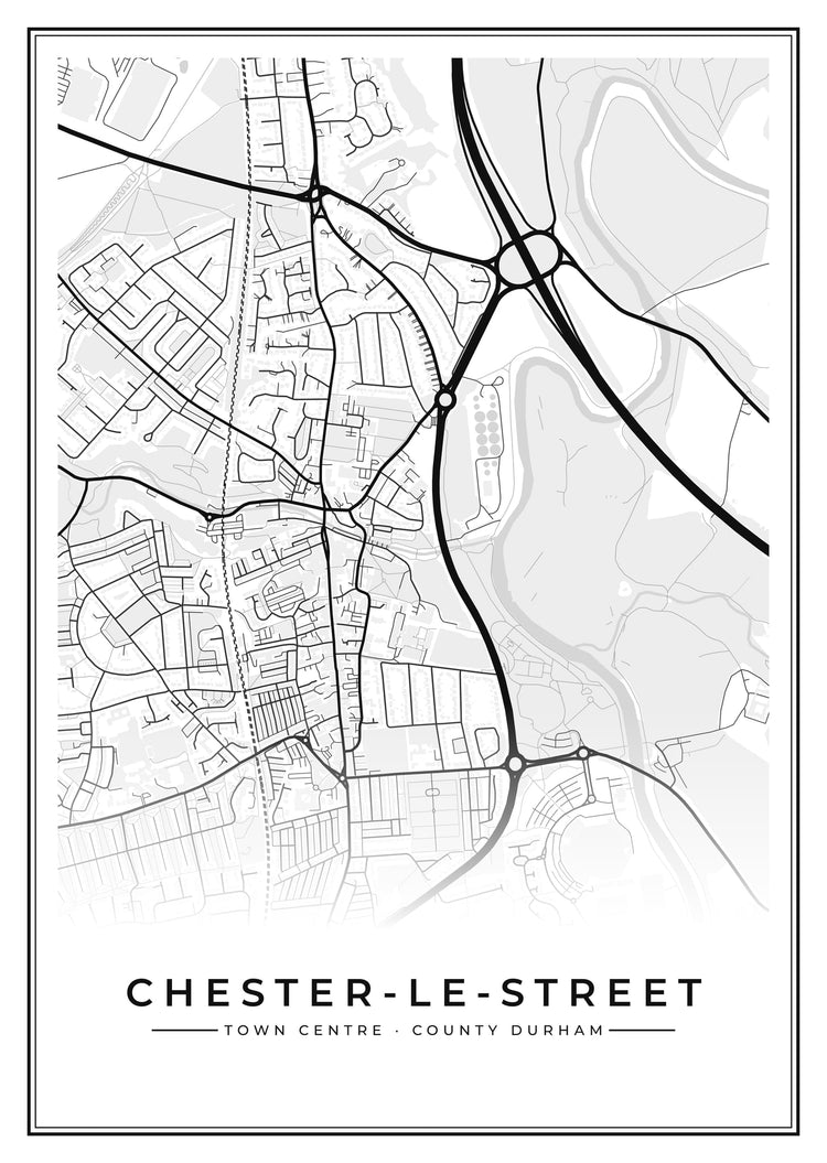 Chester-le-Street Town Centre Street Map Poster