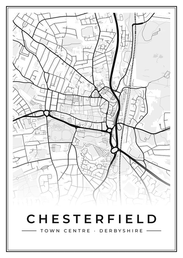 Chesterfield Town Centre Street Map Poster