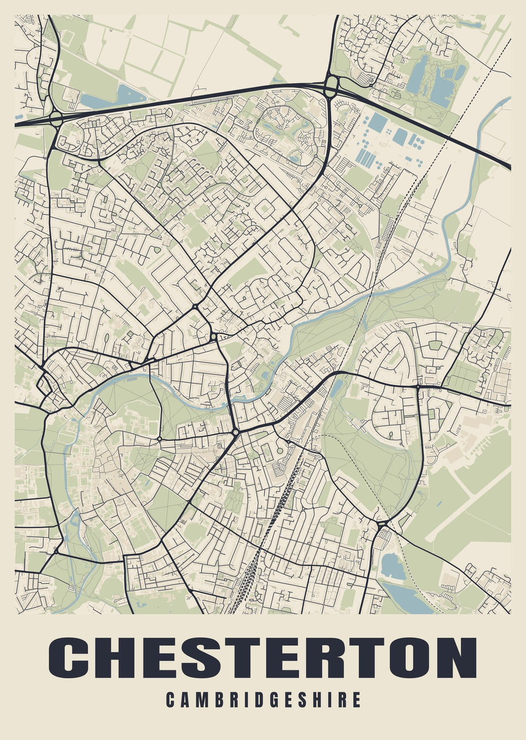 Street map poster of Chesterton, Cambridgeshire