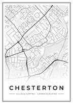 Street map poster of Chesterton village centre, Cambridgeshire