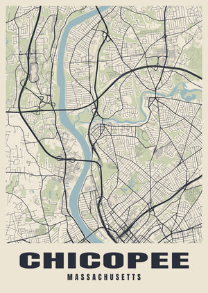 Chicopee Street Map Poster