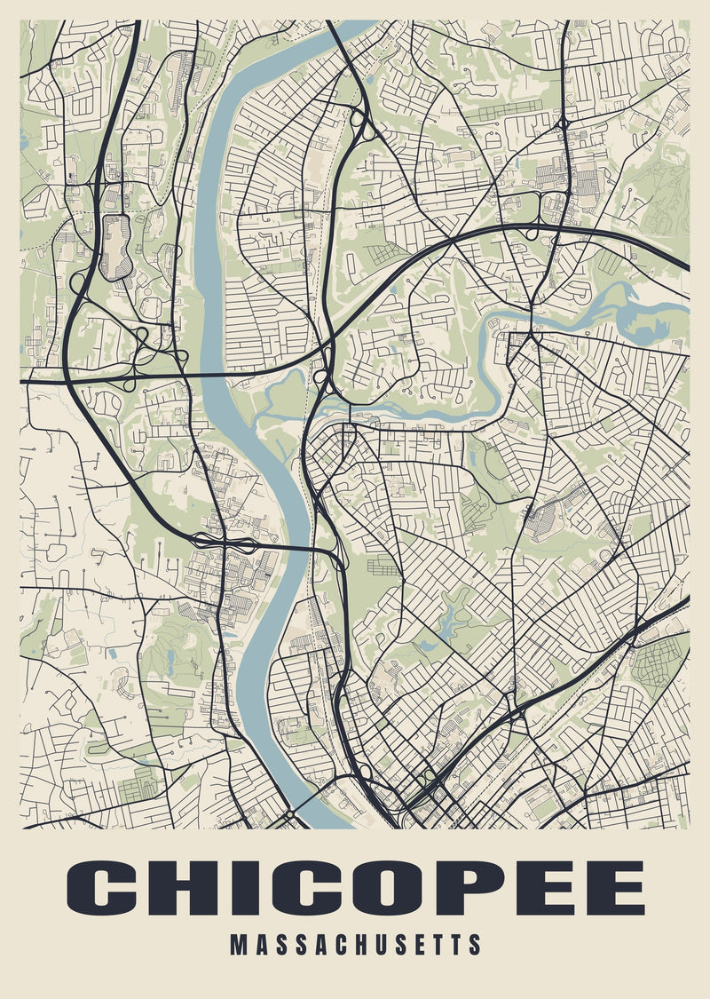 Chicopee Street Map Poster