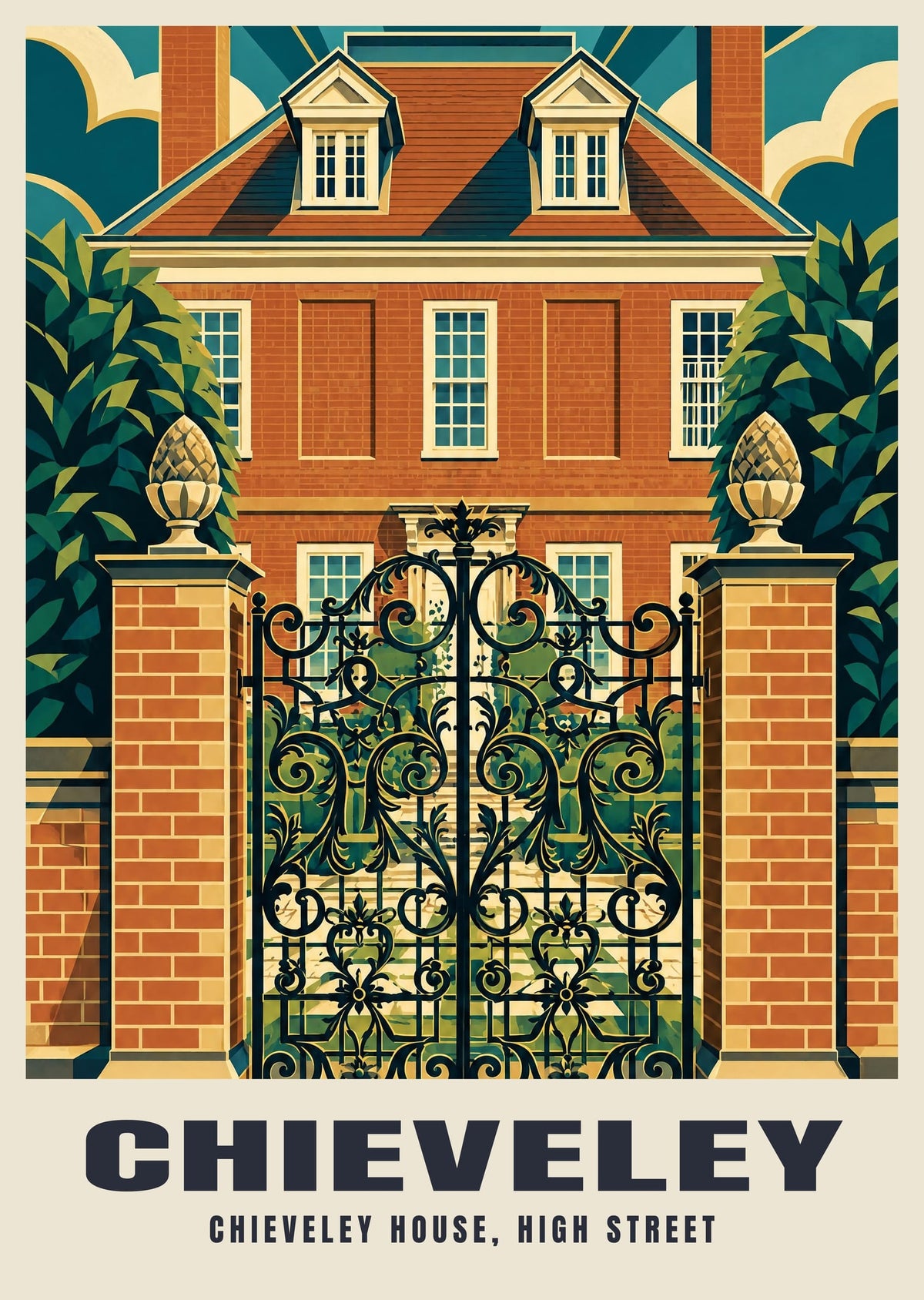 Chieveley House poster, Art Deco style