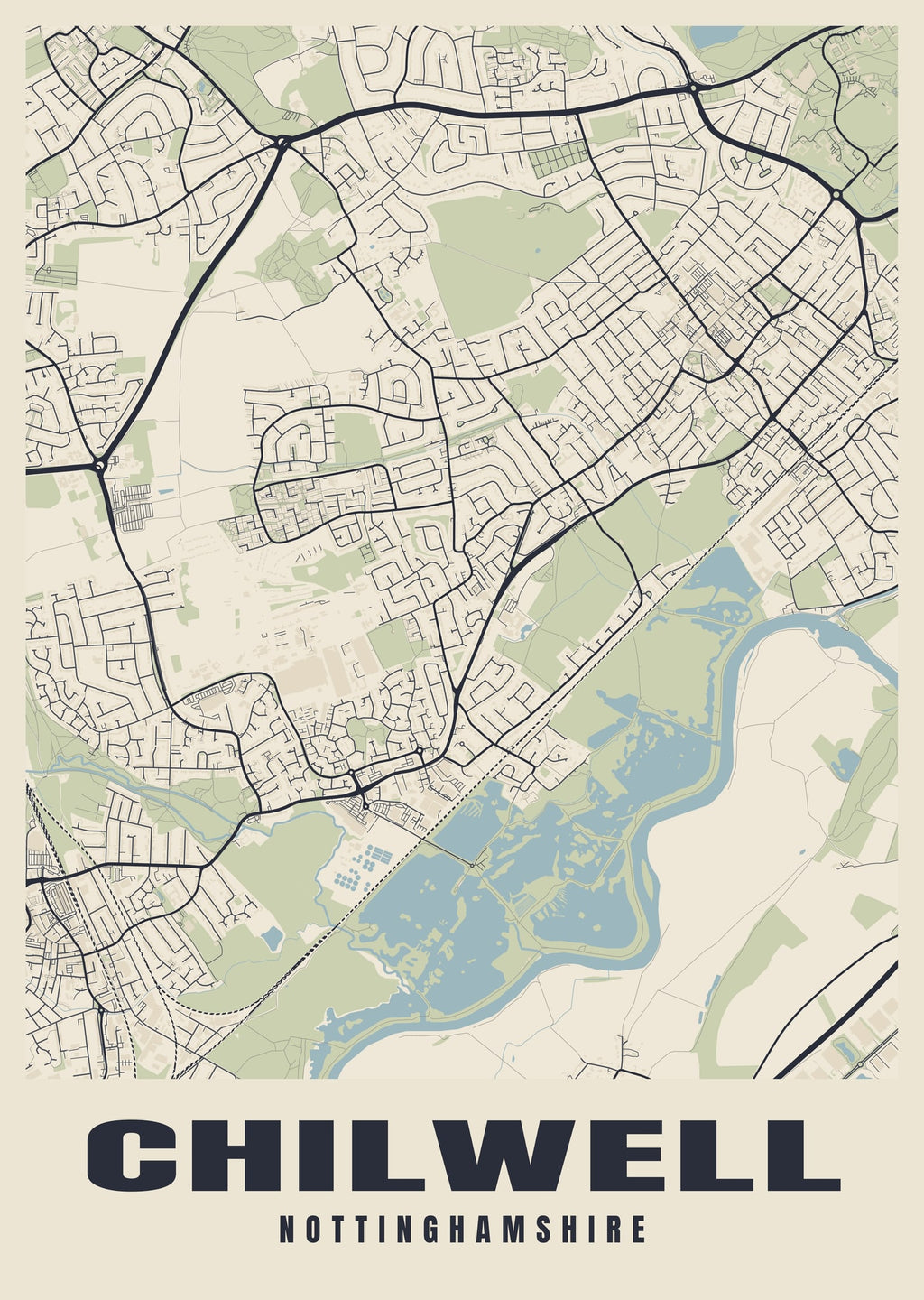 Street map poster of Chilwell, Nottinghamshire