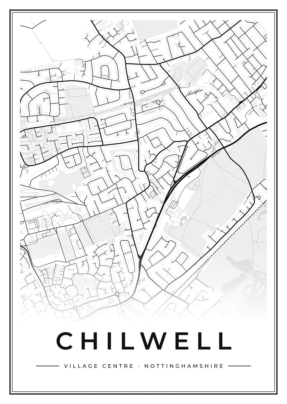 Chilwell Village Centre Street Map Poster