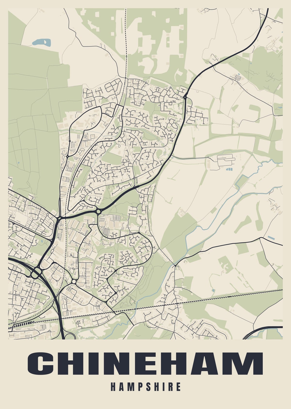 Street map poster of Chineham, Hampshire