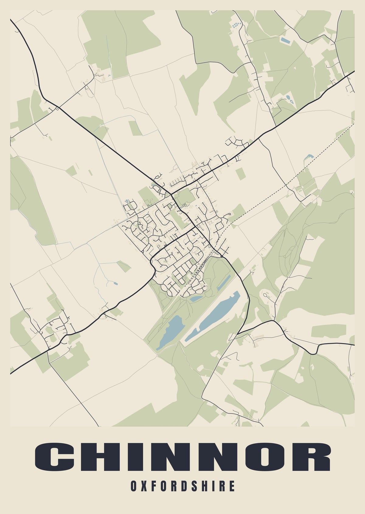 Street map poster of Chinnor, Oxfordshire