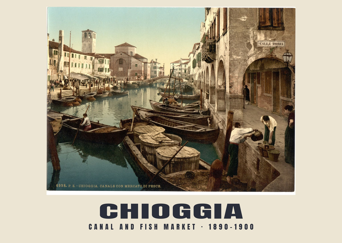 Canal and Fish Market, Chioggia, 1890–1900 heritage photograph