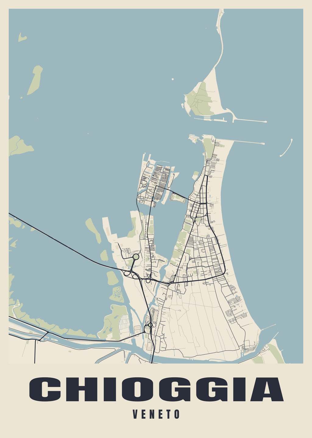 Street map poster of Chioggia, Veneto