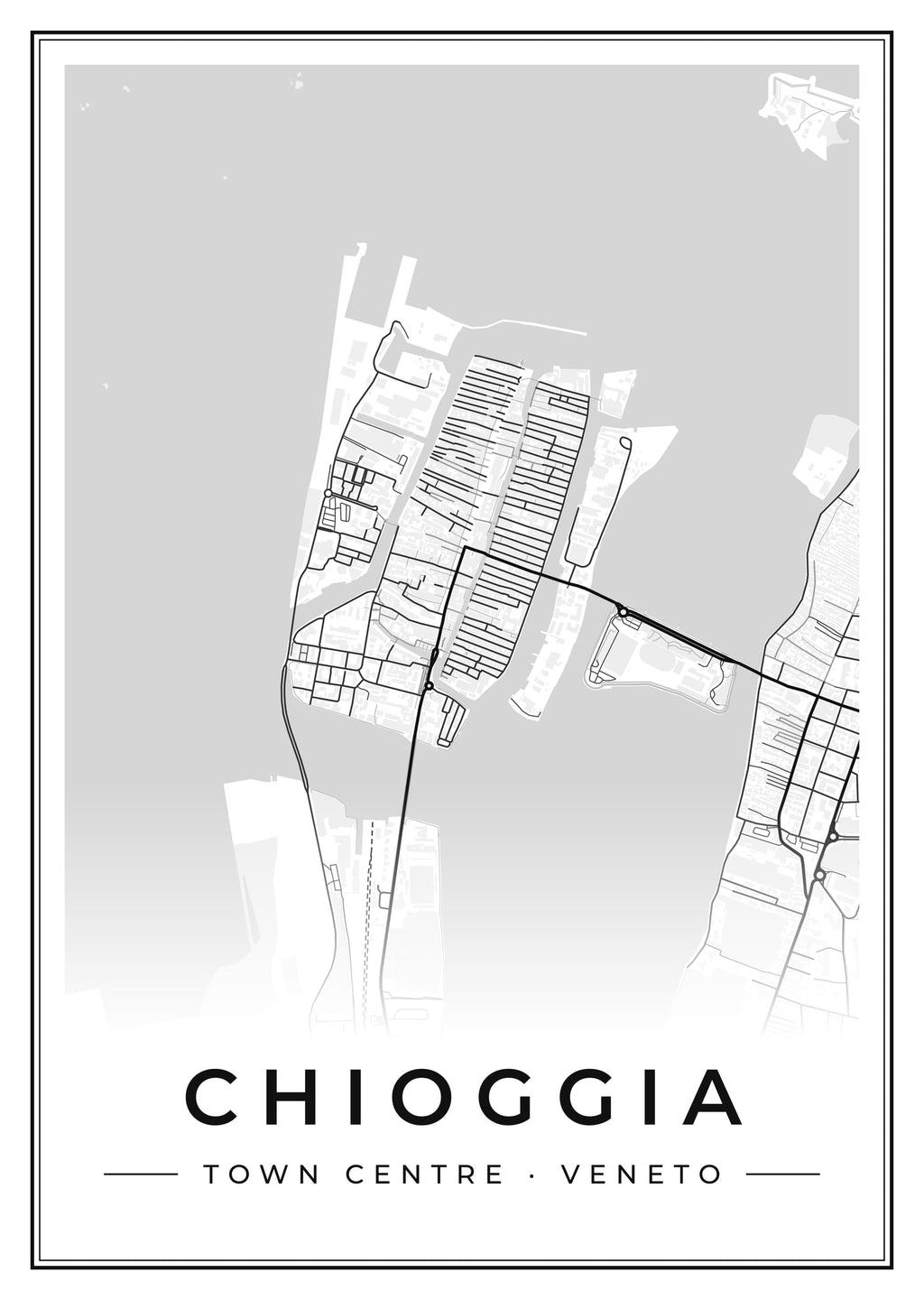 Street map poster of Chioggia town centre, Veneto