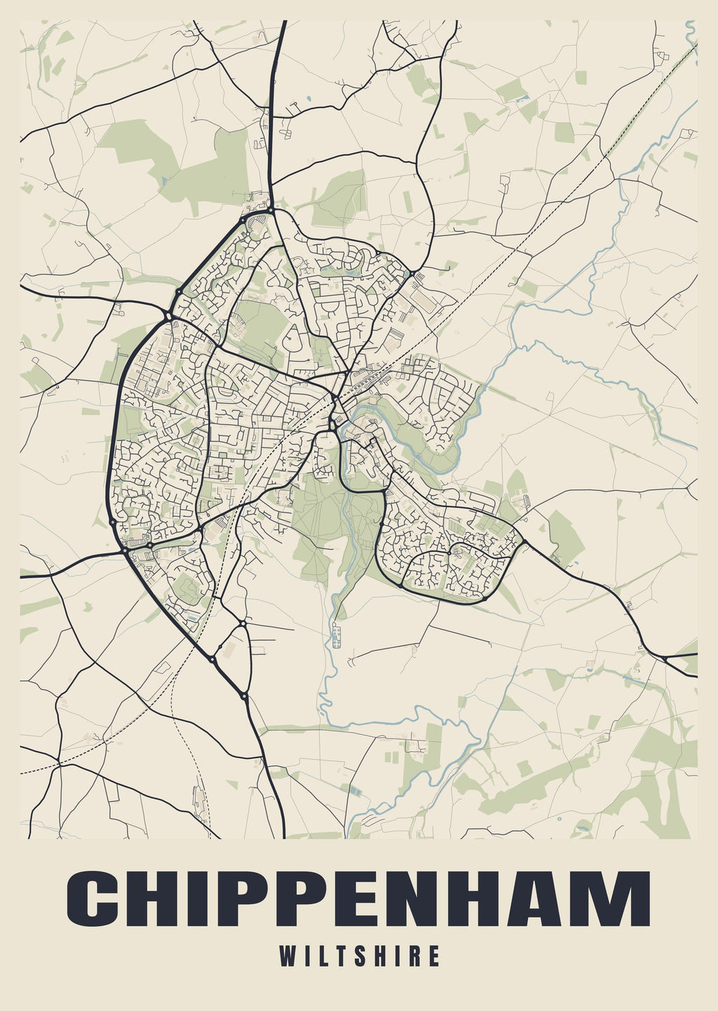 Street map poster of Chippenham, Wiltshire