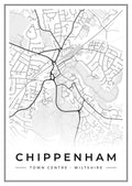 Street map poster of Chippenham town centre, Wiltshire