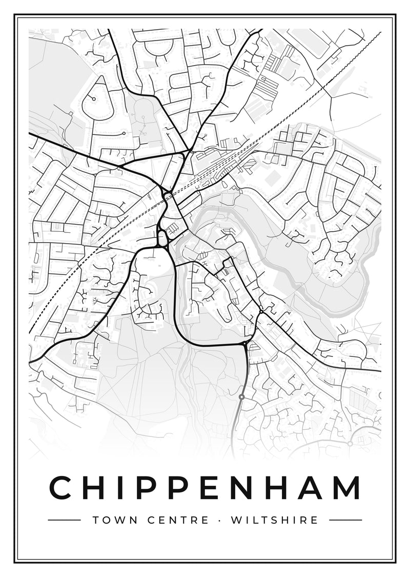 Chippenham Town Centre Street Map Poster