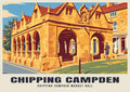 Chipping Campden Market Hall poster, Retro Railway style