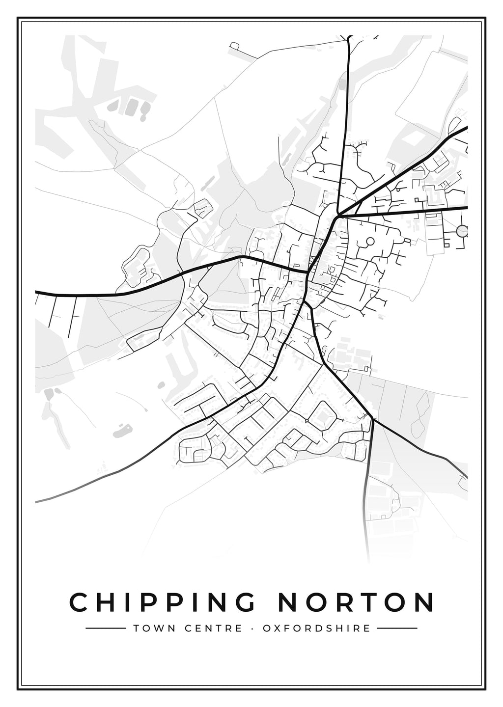 Street map poster of Chipping Norton town centre, Oxfordshire