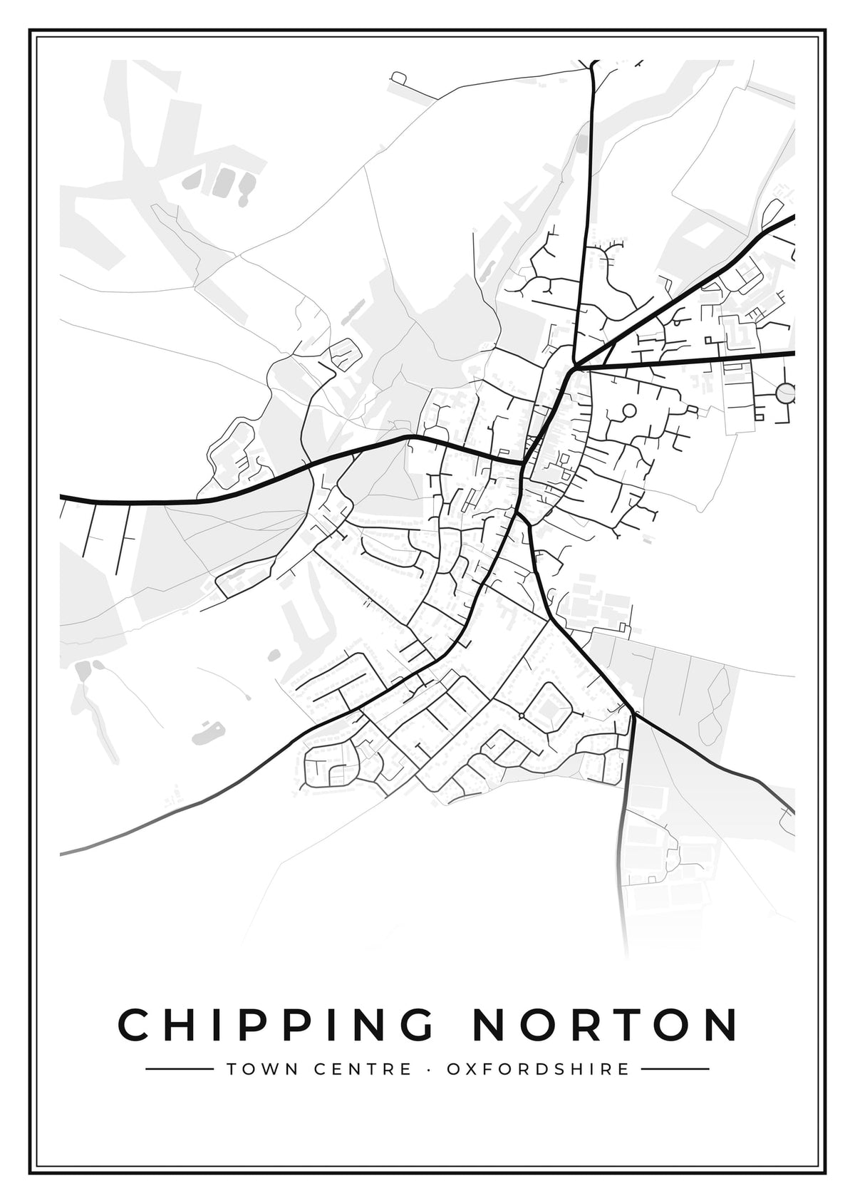 Street map poster of Chipping Norton town centre, Oxfordshire