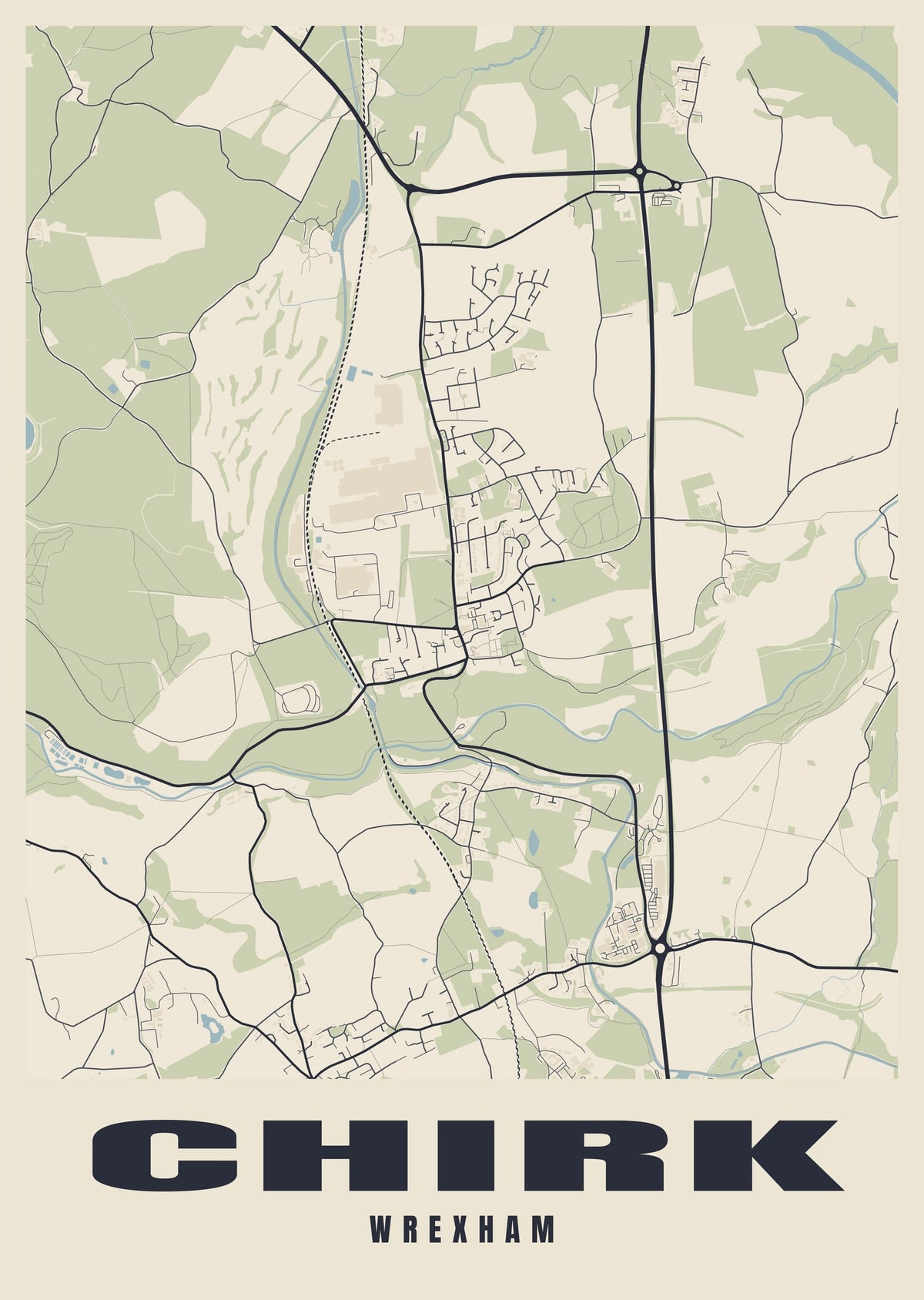 Street map poster of Chirk, Wrexham