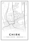 Street map poster of Chirk town centre, Wrexham