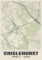 Heritage street map poster of Chislehurst, Bromley, London