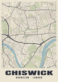 Heritage street map poster of Chiswick, Hounslow, London