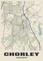 Street map poster of Chorley, Lancashire