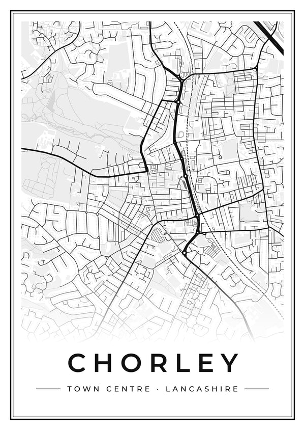 Chorley Town Centre Street Map Poster