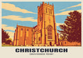 Christchurch Priory poster, Retro Railway style