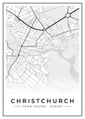 Street map poster of Christchurch town centre, Dorset