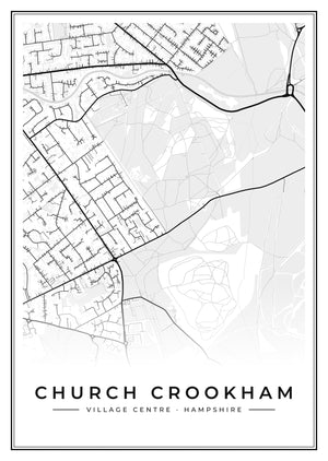 Church Crookham Village Centre Street Map Poster