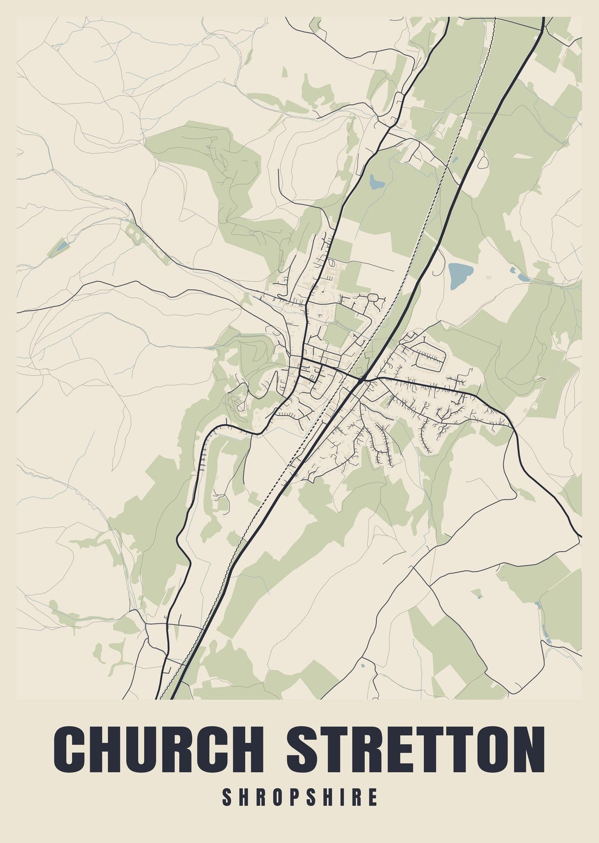 Street map poster of Church Stretton, Shropshire