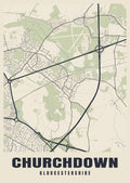 Street map poster of Churchdown, Gloucestershire